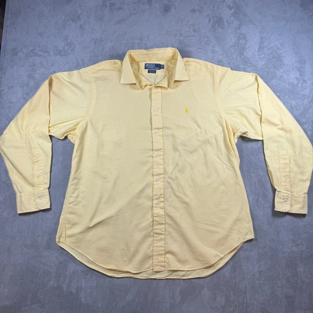 Polo Ralph Lauren Philip Mens Yellow Cotton Button Down Shirt‎ 17-36